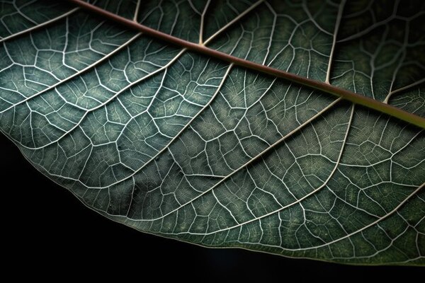 Close-up of a leaf with soft light—a cue to slow the breath